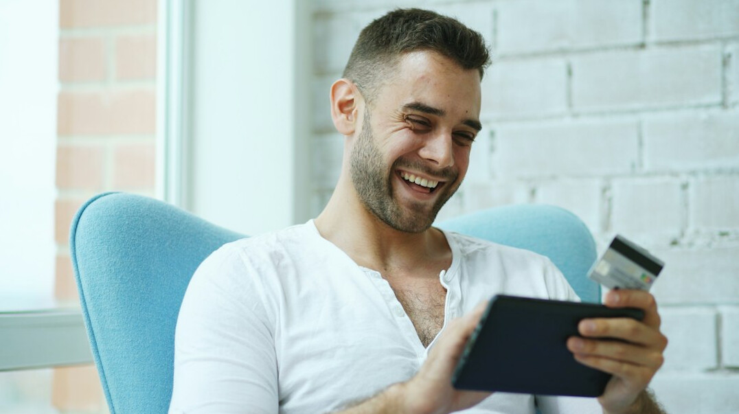 person checking savings account